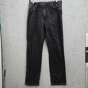 Wrangler Men Jeans 34X34 Black Denim 13MWZMK Cowboy Cut Original Fit 34" Inseam